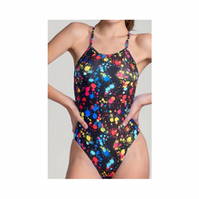 Load image into Gallery viewer, Swimming Matters Paint Splatter Lace Up One Piece
